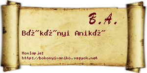 Bökönyi Anikó névjegykártya